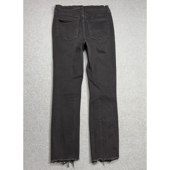 Free People Jeans Womens 30 (26x24) Black Distressed Denim Frayed Hem Highrise - Picture 4 of 8